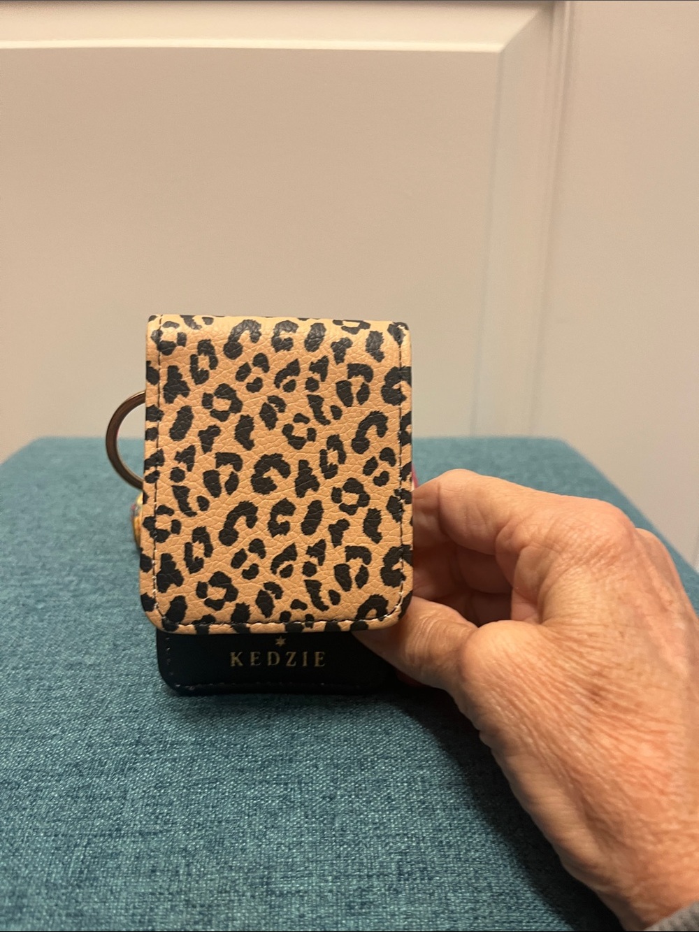 Kedzie Black Leather Card Holder with Key Ring